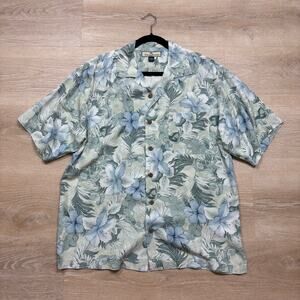 Tommy Bahama Silk Short Sleeve Pattern Button Up Shirt Men’s‎ M Color Blue/Green